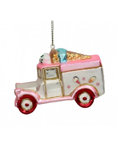 Γυάλινο στολίδι φορτηγό "Ice cream", 12cm