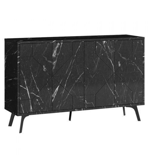 Μπουφές Ursula pakoworld μαύρο μαρμάρου 123x35x77.5εκ