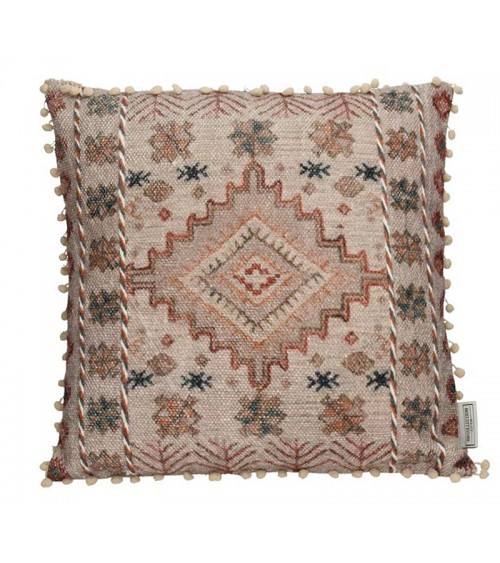 HOMEGURU-XET-7264 Μαξιλάρι cotton μπεζ/μαύρο tribal σχέδιο, 50x50cm