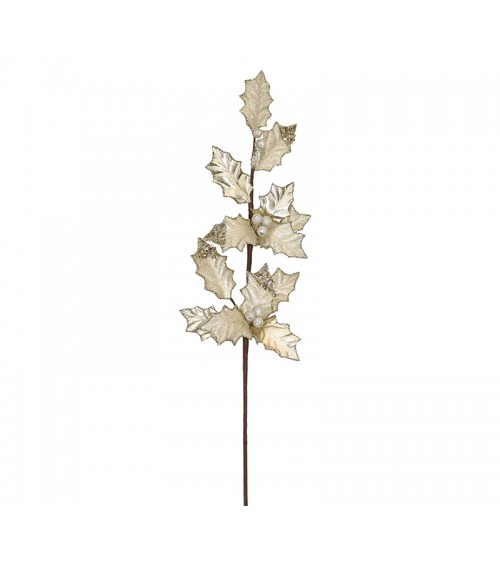 HOMEGURU-AX801 Beaded Holly leaf spray velvet cream,68cm
