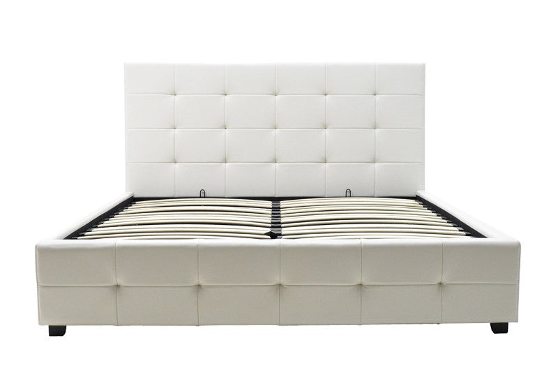 Κρεβάτι Roi pakoworld 160x200 PU λευκό ματ + αποθηκευτικό χώρο