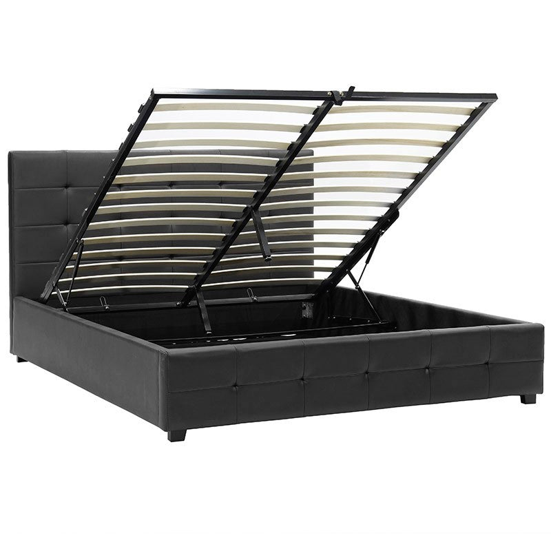 Κρεβάτι Roi pakoworld 160x200 PU μαύρο ματ + αποθηκευτικό χώρο