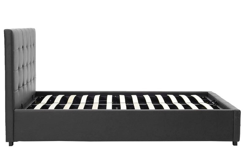 Κρεβάτι Roi pakoworld 160x200 PU μαύρο ματ + αποθηκευτικό χώρο