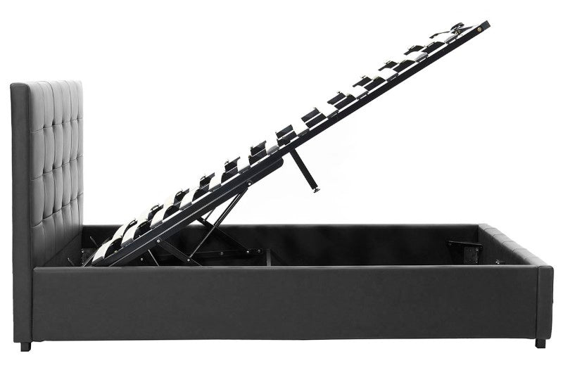 Κρεβάτι Roi pakoworld 160x200 PU μαύρο ματ + αποθηκευτικό χώρο