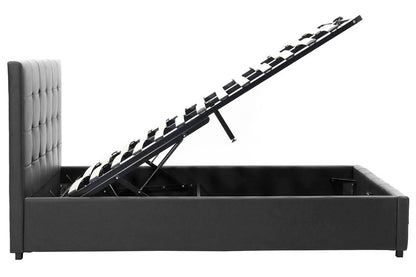 Κρεβάτι Roi pakoworld 160x200 PU μαύρο ματ + αποθηκευτικό χώρο