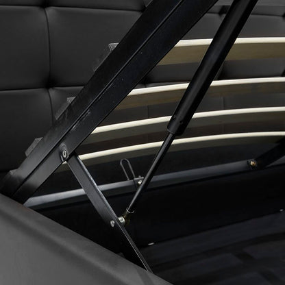 Κρεβάτι Roi pakoworld 160x200 PU μαύρο ματ + αποθηκευτικό χώρο