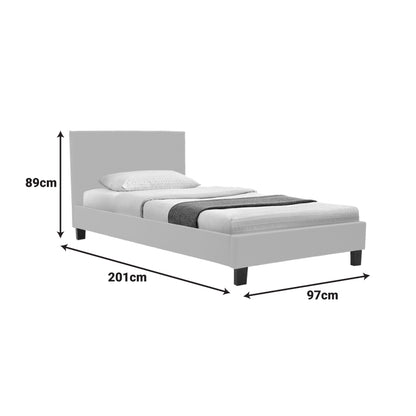 Κρεβάτι Nevil pakoworld ύφασμα ανθρακί με ξύλινο μαύρο πόδι 90x190εκ