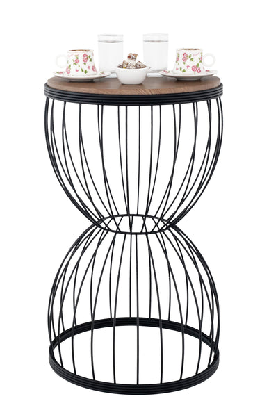 TBH-08 BK ΤΡΑΠΕΖΑΚΙ ΜΑΥΡΟ ΗΜΙΚΥΚΛΙΟ ΠΛΕΓΜΑ ΜΕ ΞΥΛΟ