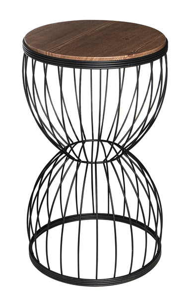 TBH-08 BK ΤΡΑΠΕΖΑΚΙ ΜΑΥΡΟ ΗΜΙΚΥΚΛΙΟ ΠΛΕΓΜΑ ΜΕ ΞΥΛΟ