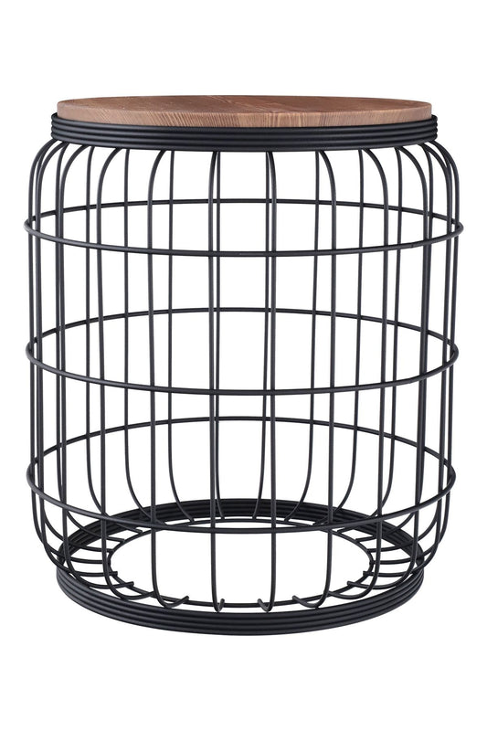 TBH-07 BK ΤΡΑΠΕΖΑΚΙ ΜΑΥΡΟ ΚΙΟΥΡΤΟΣ ΠΛΕΓΜΑ ΜΕ ΞΥΛΟ