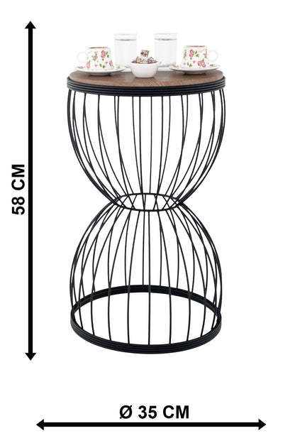 TBH-08 BK ΤΡΑΠΕΖΑΚΙ ΜΑΥΡΟ ΗΜΙΚΥΚΛΙΟ ΠΛΕΓΜΑ ΜΕ ΞΥΛΟ