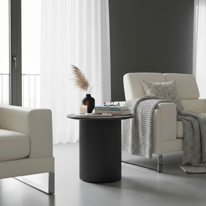 Βοηθητικό τραπέζι Dovel pakoworld mdf σε μαύρη απόχρωση Φ50x50εκ