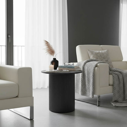 Βοηθητικό τραπέζι Dovel pakoworld mdf σε μαύρη απόχρωση Φ50x50εκ