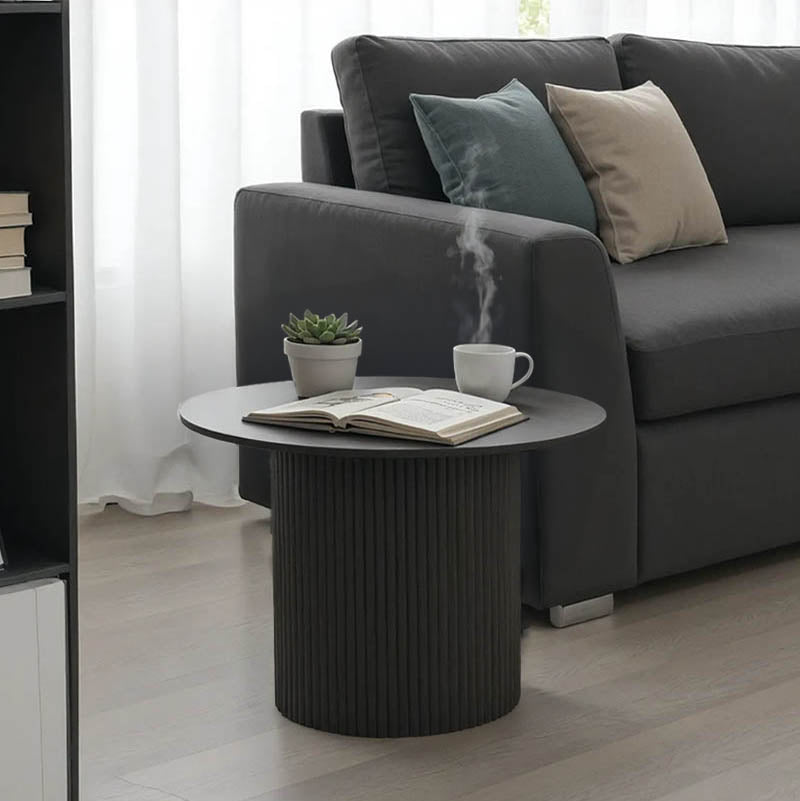 Τραπέζι σαλονιού Dovel pakoworld mdf σε μαύρη απόχρωση Φ70x45εκ