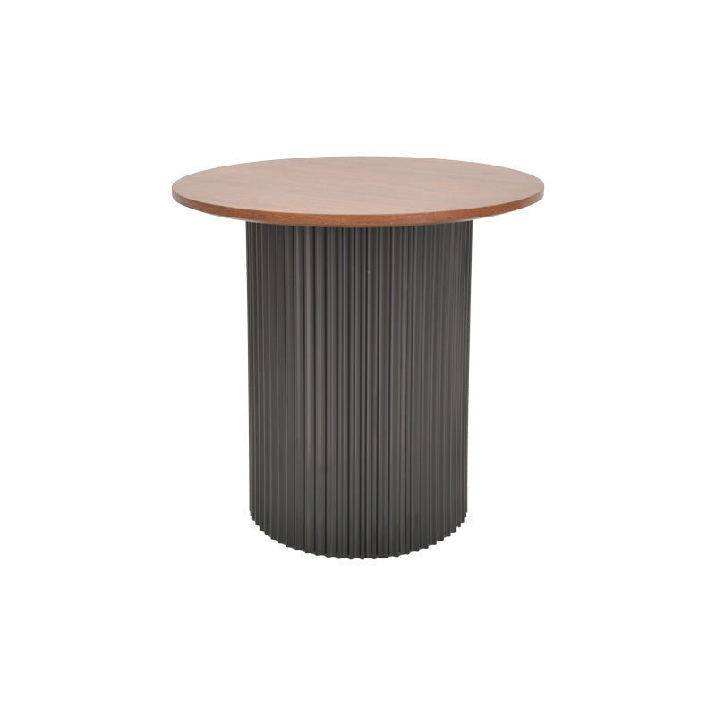 Βοηθητικό τραπέζι Dovel pakoworld mdf σε καρυδί-μαύρη απόχρωση Φ50x50εκ