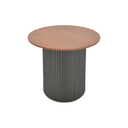 Βοηθητικό τραπέζι Dovel pakoworld mdf σε καρυδί-μαύρη απόχρωση Φ50x50εκ