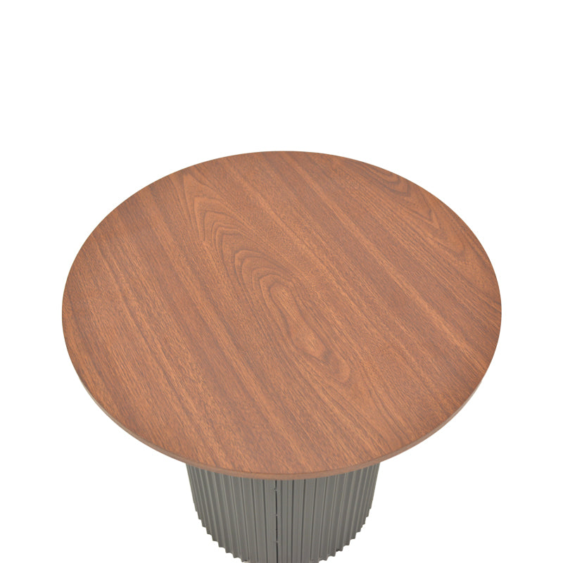 Βοηθητικό τραπέζι Dovel pakoworld mdf σε καρυδί-μαύρη απόχρωση Φ50x50εκ