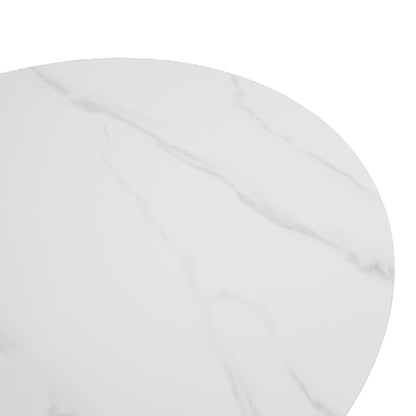 Τραπέζι σαλονιού Franzel pakoworld sintered stone σε όψη μαρμάρου-mdf σε φυσική απόχρωση Φ80x40εκ
