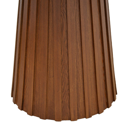 Τραπέζι Franzel pakoworld sintered stone σε όψη τραβερτίνας-mdf καρυδί Φ120x75εκ