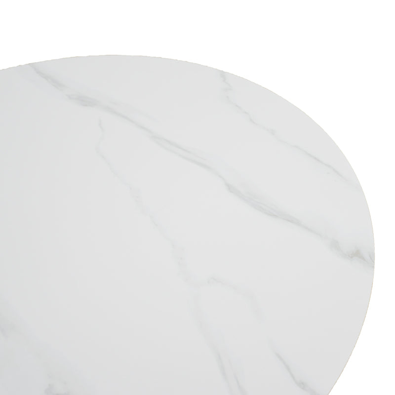 Τραπέζι Franzel pakoworld sintered stone σε όψη μαρμάρου-mdf σε φυσική απόχρωση Φ120x75εκ