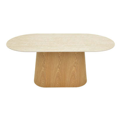 Τραπέζι Karlino pakoworld sintered stone σε όψη τραβερτίνας-mdf σε φυσική απόχρωση 180x90x76εκ