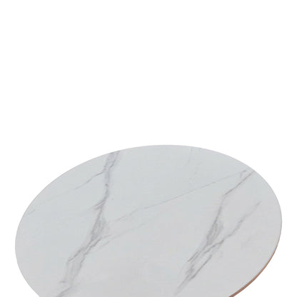 Tραπέζι Balou pakoworld sintered stone σε λευκή απόχρωση με όψη μαρμάρου-βάση λευκό μέταλλο Φ90x73εκ