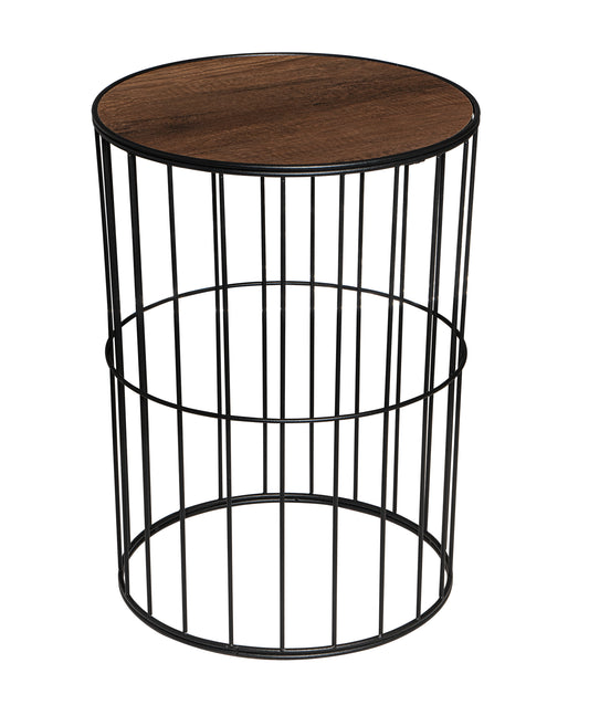 TBH-04 BK ΤΡΑΠΕΖΑΚΙ ΜΑΥΡΟ ΣΤΡΟΓΓΥΛΟ ΠΛΕΓΜΑ ΜΕ ΞΥΛΟ