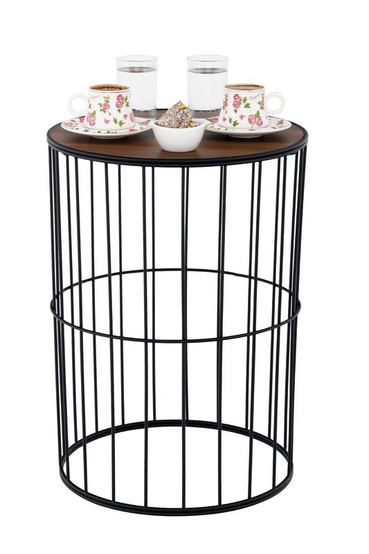 TBH-04 BK ΤΡΑΠΕΖΑΚΙ ΜΑΥΡΟ ΣΤΡΟΓΓΥΛΟ ΠΛΕΓΜΑ ΜΕ ΞΥΛΟ