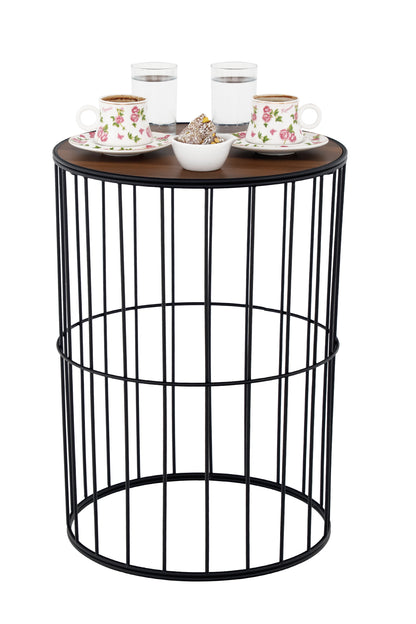 TBH-04 BK ΤΡΑΠΕΖΑΚΙ ΜΑΥΡΟ ΣΤΡΟΓΓΥΛΟ ΠΛΕΓΜΑ ΜΕ ΞΥΛΟ