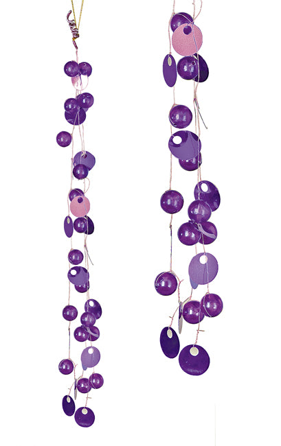 Χριστουγεννιάτικο Στολίδι με Χάντρες & Πούλιες Μωβ 30cm