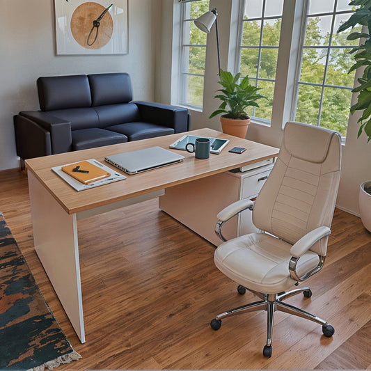 Καρέκλα γραφείου διευθυντή Sonar pakoworld pu σε λευκή απόχρωση