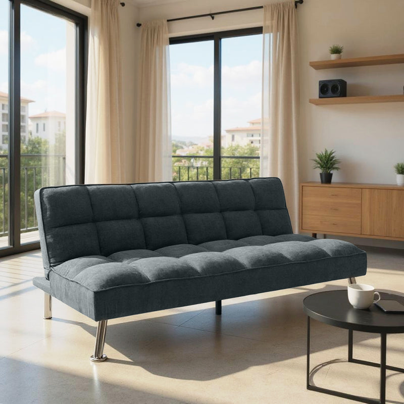 Καναπές-κρεβάτι Rebel pakoworld 3θέσιος με ύφασμα ανθρακί 189x92x82εκ