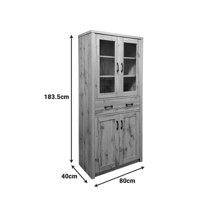 Βιτρίνα-ντουλάπα Nisso pakoworld σε oak απόχρωση 80x40x183.5εκ