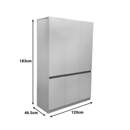 Ντουλάπα τρίφυλλη Merzia pakoworld sonoma-λευκό 120x46.5x183εκ