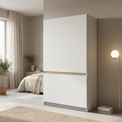 Ντουλάπα τρίφυλλη Merzia pakoworld sonoma-λευκό 120x46.5x183εκ