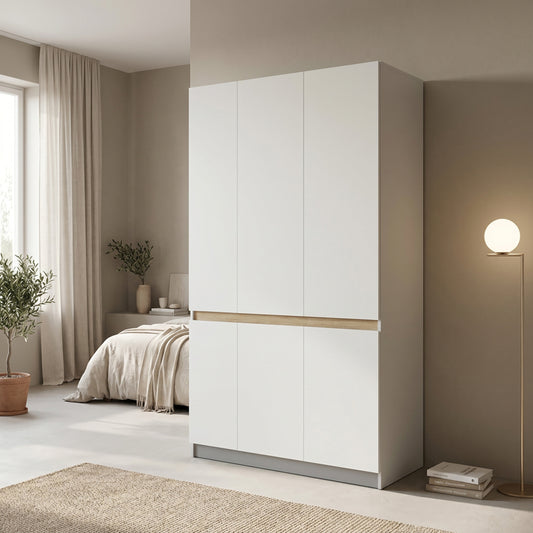 Ντουλάπα τρίφυλλη Merzia pakoworld sonoma-λευκό 120x46.5x183εκ