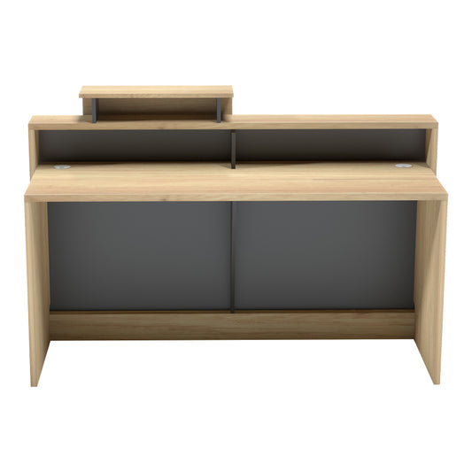 Γραφείο reception Lotus pakoworld σε φυσική-ανθρακί απόχρωση 160x60x105εκ