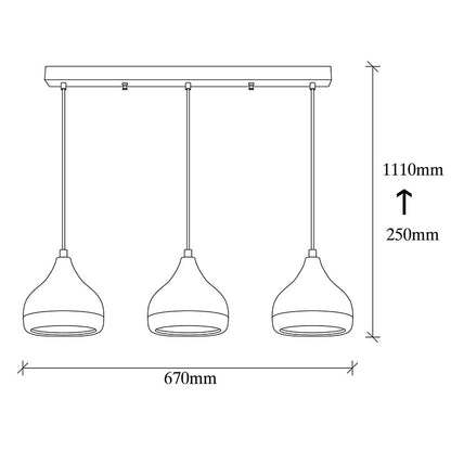 Φωτιστικό οροφής τρίφωτο Elprecious pakoworld E27 μαύρο-bronze 67x17x110εκ