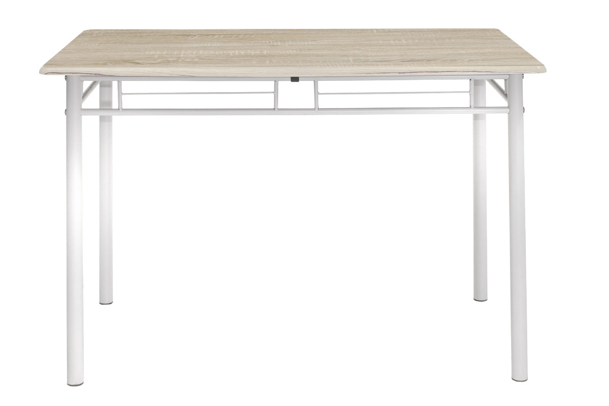 Τραπεζαρία Roza pakoworld σετ 5τμχ χρώμα sonoma - πόδια λευκό gloss 120x70x75εκ