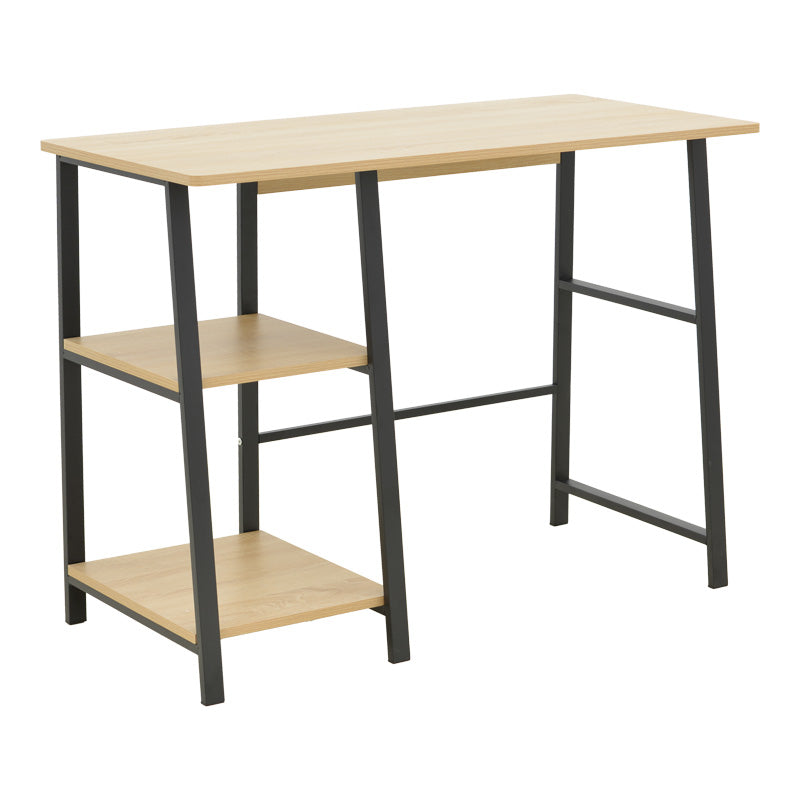 Γραφείο εργασίας Ferje pakoworld με ράφια mdf σε φυσική με μαύρη απόχρωση 100x48x75εκ