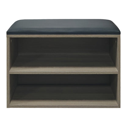 Παπουτσοθήκη-Σκαμπό Kiana pakoworld 4 ζεύγων με μαξιλάρι σε γκρι-oak απόχρωση 60x32x44εκ