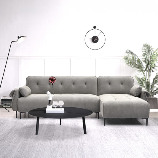 Kαναπές κρεβάτι τριθέσιος αναστρέψιμος Nuavid pakoworld ύφασμα σε γκρι απόχρωση 293x143x85εκ