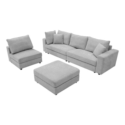 Πολυμορφικός καναπές Navaro pakoworld ύφασμα γκρι 281x256x85εκ