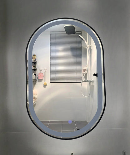 MIC-10 ΚΑΘΡΕΠΤΗΣ ΜΑΥΡΟΣ ΟΒΑΛ LED ΦΩΤΙΣΜΟΣ TOUCH