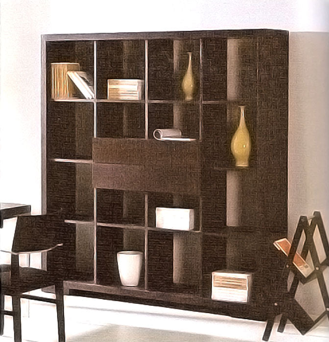 Σύνθεση/Βιβλοθήκη "Wenge",4 συρτάρια,180x40x190cm