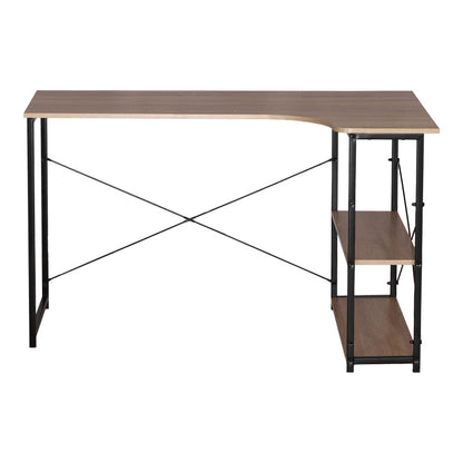 Γωνιακό γραφέιο Merlin pakoworld δεξιά γωνία σε oak απόχρωση με μαύρο μέταλλο 120x73x75εκ