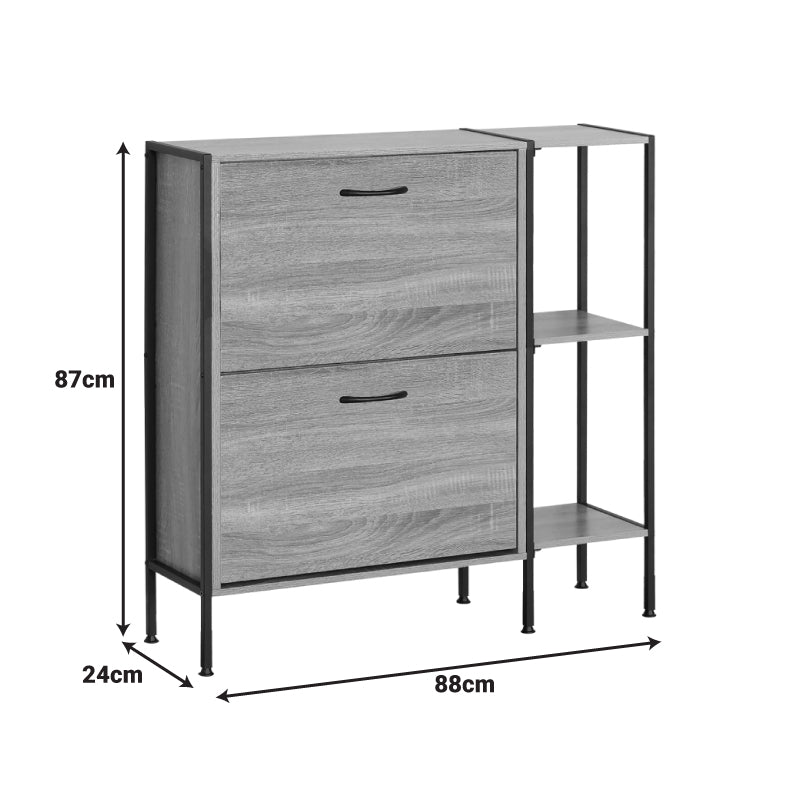 Παπουτσοθήκη Karleva pakoworld 12 θέσεων σε oak απόχρωση με μαύρο μέταλλο 88x24x87εκ