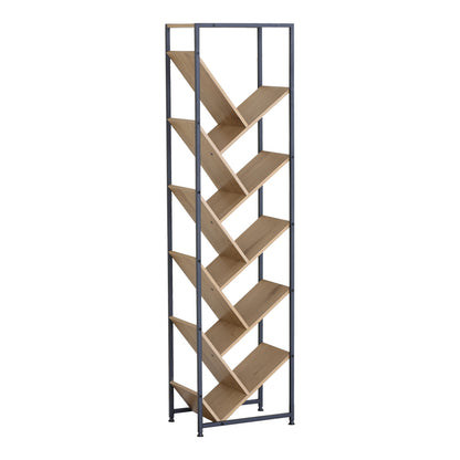 Βιβλιοθήκη Orunta pakoworld oak- μαύρο μέταλλο 40x26.5x150εκ