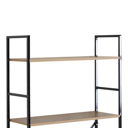 Βιβλιοθήκη Manlo pakoworld oak με μαύρο μέταλλο 58.6x23.5x144εκ