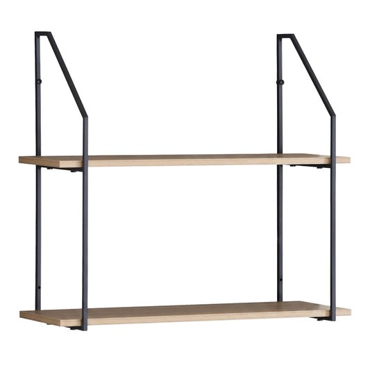 Ραφιέρα τοίχου Fema pakoworld oak με μαύρο μέταλλο 60x20x52εκ